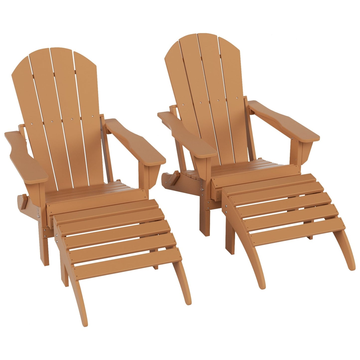 Sedie Adirondack pieghevoli per esterni e patio Polytrends Laguna in HDPE, adatte a tutte le stagioni, con pouf (set da 5 pezzi)