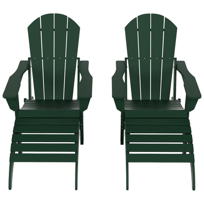 Sedie Adirondack pieghevoli per esterni e patio Polytrends Laguna in HDPE, adatte a tutte le stagioni, con pouf (set da 5 pezzi)