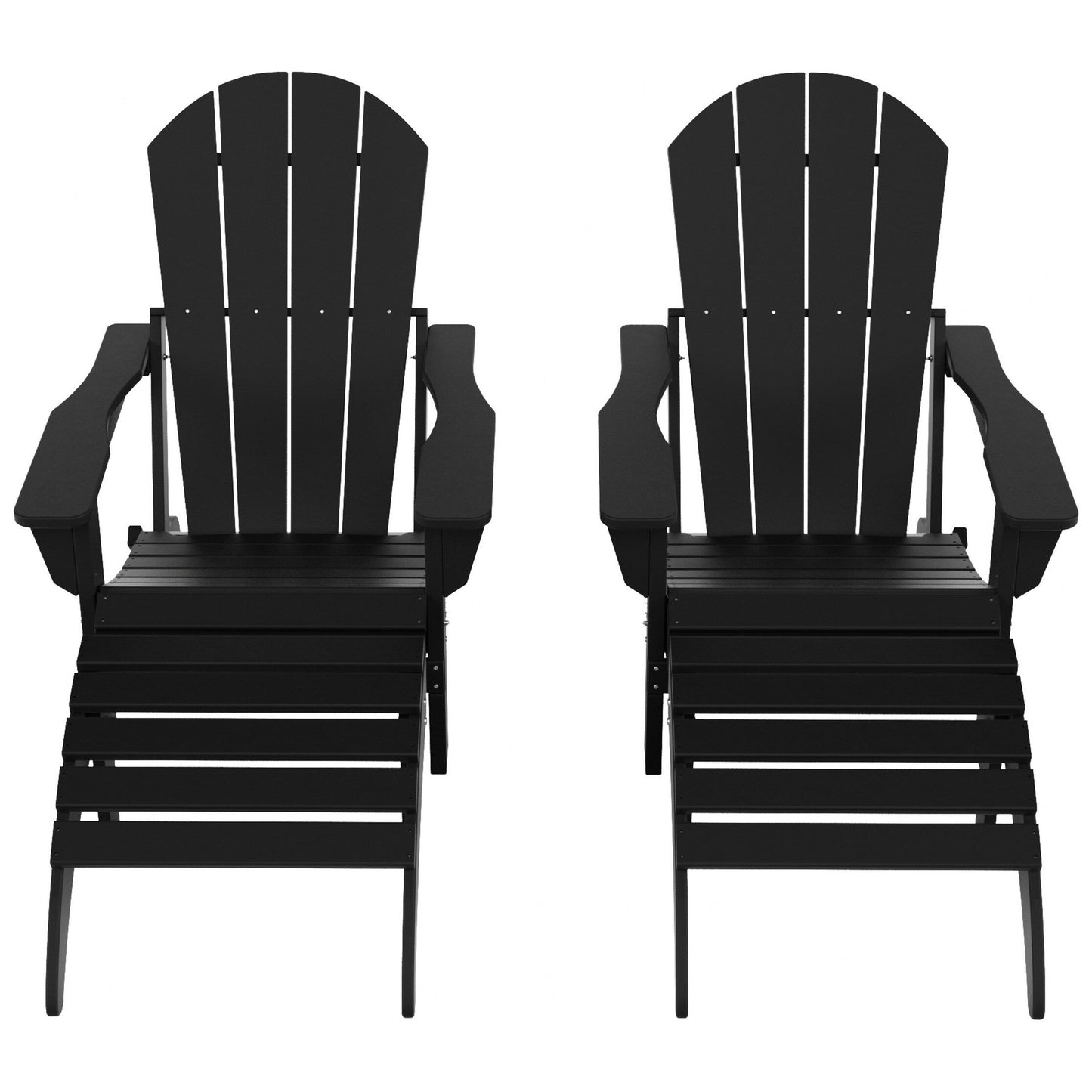 Sedie Adirondack pieghevoli per esterni e patio Polytrends Laguna in HDPE, adatte a tutte le stagioni, con pouf (set da 5 pezzi)