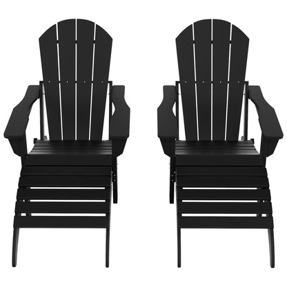 Sedie Adirondack pieghevoli per esterni e patio Polytrends Laguna in HDPE, adatte a tutte le stagioni, con pouf (set da 5 pezzi)