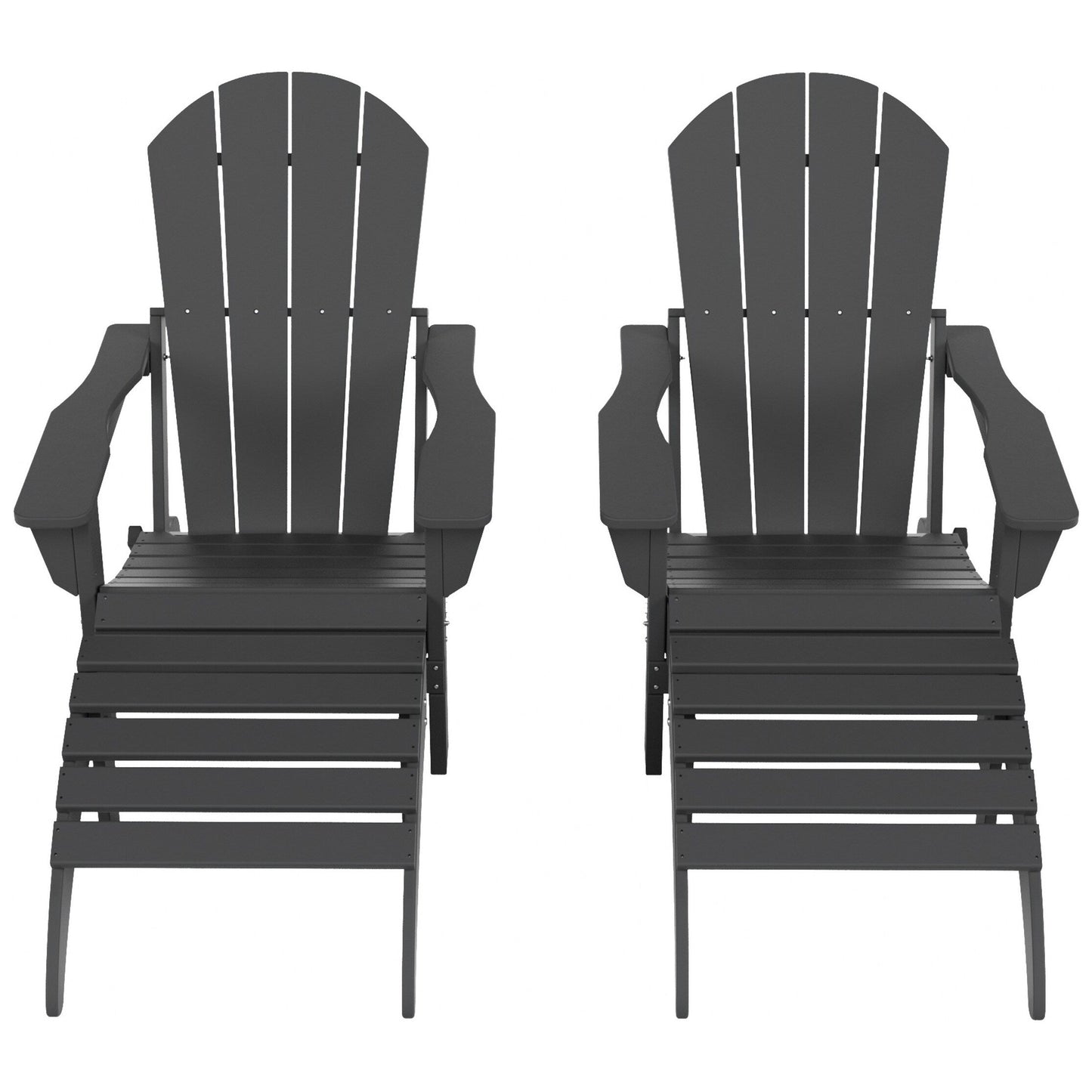 Sedie Adirondack pieghevoli per esterni e patio Polytrends Laguna in HDPE, adatte a tutte le stagioni, con pouf (set da 5 pezzi)