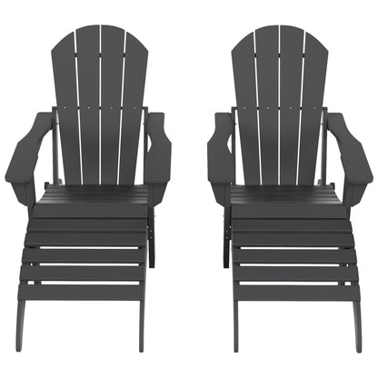 Sedie Adirondack pieghevoli per esterni e patio Polytrends Laguna in HDPE, adatte a tutte le stagioni, con pouf (set da 5 pezzi)