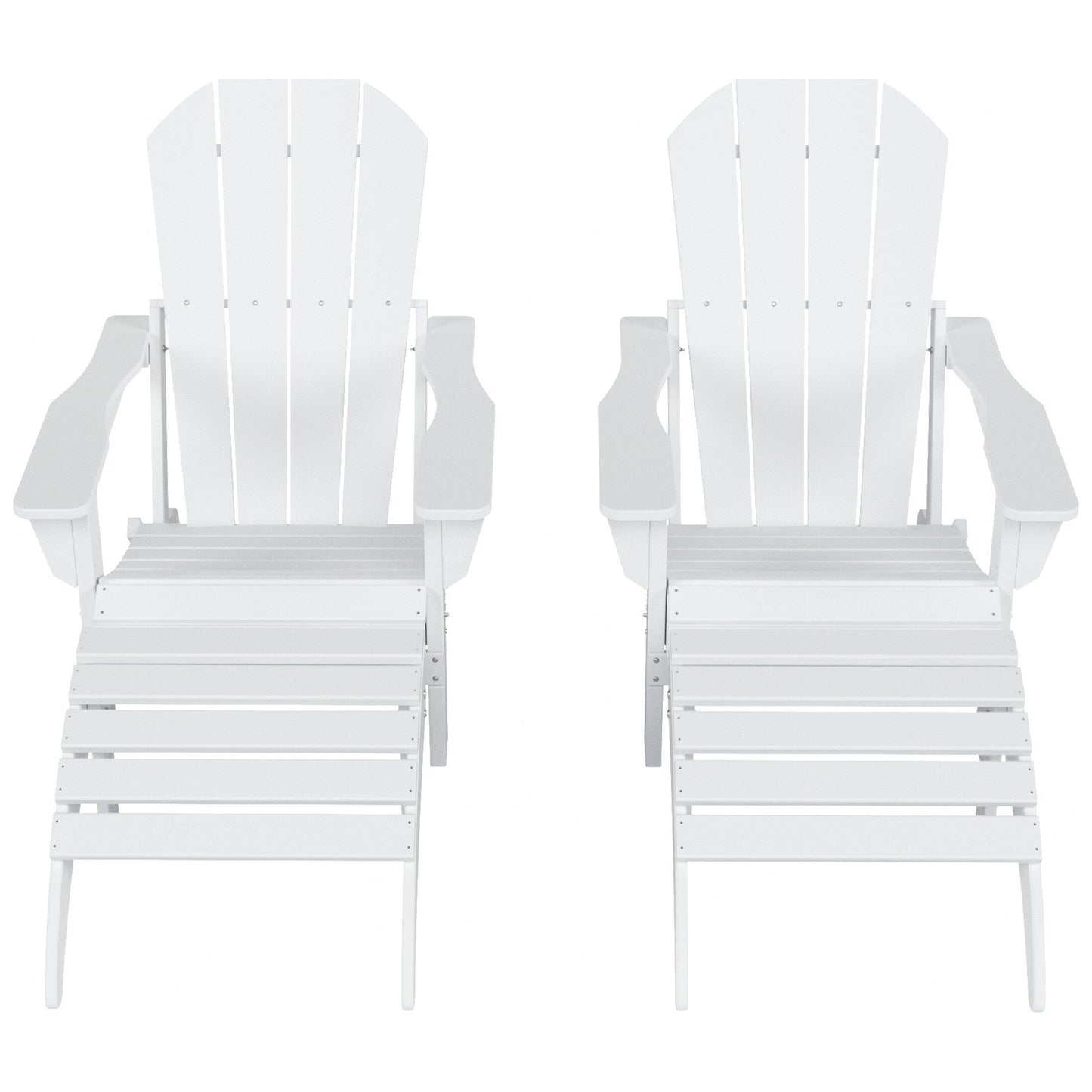 Sedie Adirondack pieghevoli per esterni e patio Polytrends Laguna in HDPE, adatte a tutte le stagioni, con pouf (set da 5 pezzi)