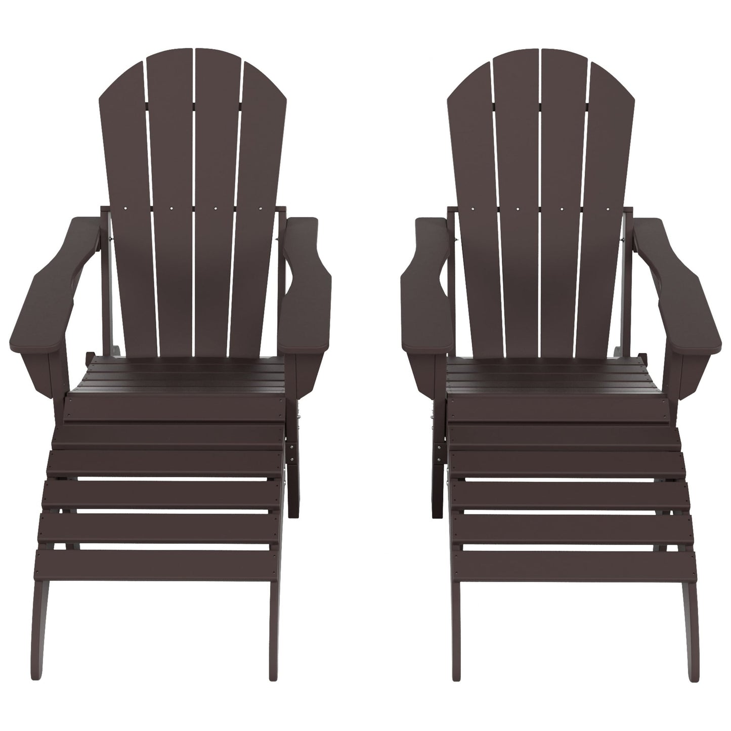 Sedie Adirondack pieghevoli per esterni e patio Polytrends Laguna in HDPE, adatte a tutte le stagioni, con pouf (set da 5 pezzi)