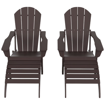 Sedie Adirondack pieghevoli per esterni e patio Polytrends Laguna in HDPE, adatte a tutte le stagioni, con pouf (set da 5 pezzi)