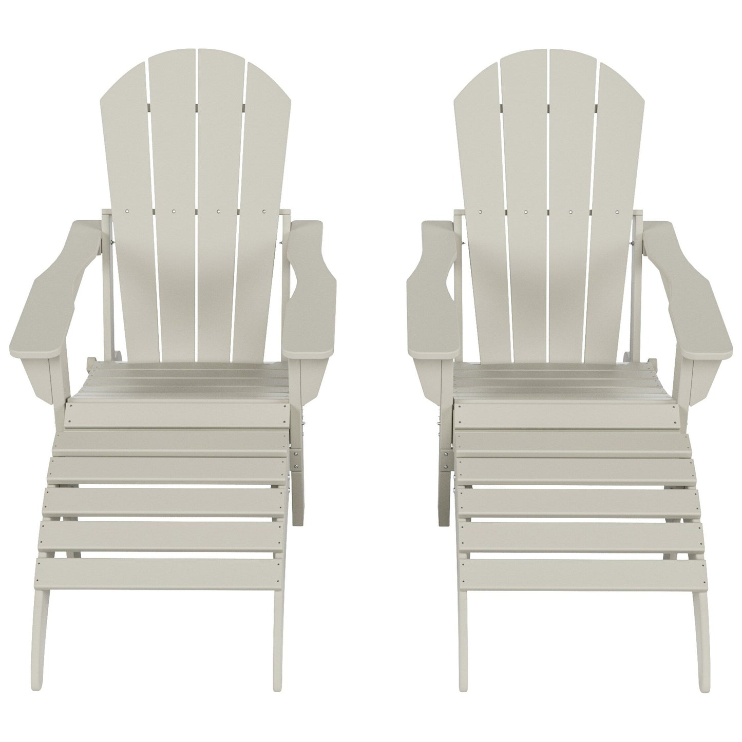 Sedie Adirondack pieghevoli per esterni e patio Polytrends Laguna in HDPE, adatte a tutte le stagioni, con pouf (set da 5 pezzi)