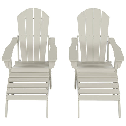 Sedie Adirondack pieghevoli per esterni e patio Polytrends Laguna in HDPE, adatte a tutte le stagioni, con pouf (set da 5 pezzi)