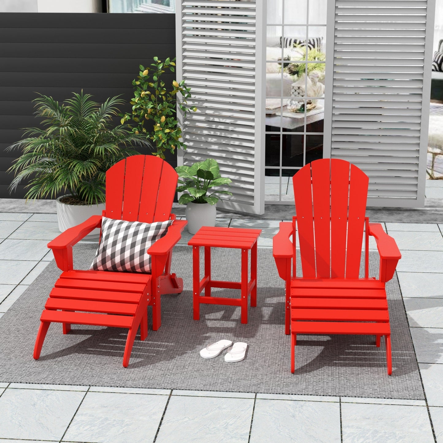 Polytrends Laguna HDPE, set da conversazione per esterni, sedie pieghevoli Adirondack adatte a tutte le stagioni e adatte a qualsiasi patio (set da 5 pezzi)