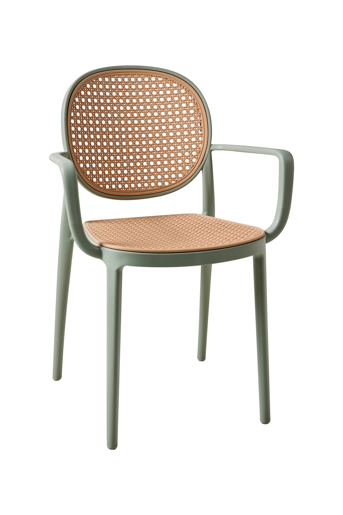 Lionel - Sedia con braccioli e rattan in PP