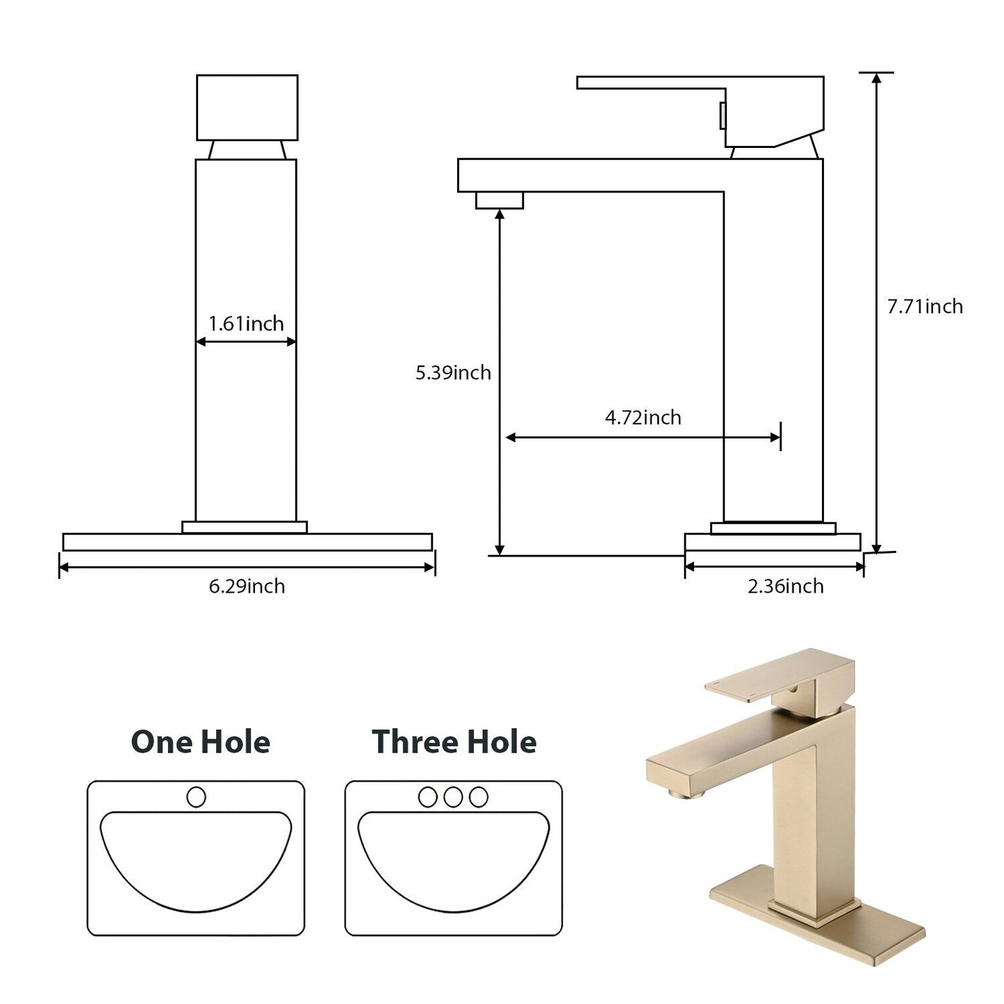 Rubinetto singolo per lavabo da bagno PROOX con gruppo di scarico