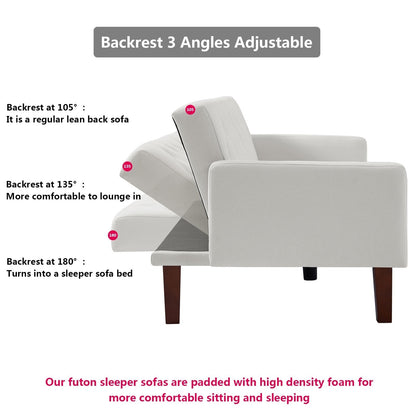 Divano letto futon in PU per soggiorno, divano letto trasformabile in similpelle, imbottito, divano letto futon, trapuntato a canale, futon per camera da letto