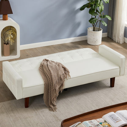 Divano letto futon in PU per soggiorno, divano letto trasformabile in similpelle, imbottito, divano letto futon, trapuntato a canale, futon per camera da letto