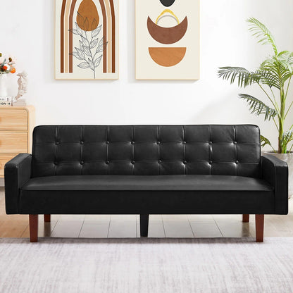 Divano letto futon in PU per soggiorno, divano letto trasformabile in similpelle, imbottito, divano letto futon, trapuntato a canale, futon per camera da letto