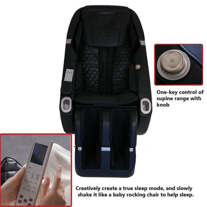 Poltrona massaggiante multifunzione con motore 2D in pelle PU, design salvaspazio, poltrona massaggiante multifunzione a gravità zero con scorrimento su binario