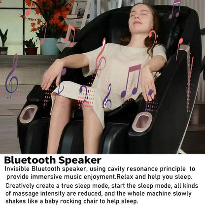 Poltrona massaggiante multifunzione con motore 2D in pelle PU, design salvaspazio, poltrona massaggiante multifunzione a gravità zero con scorrimento su binario