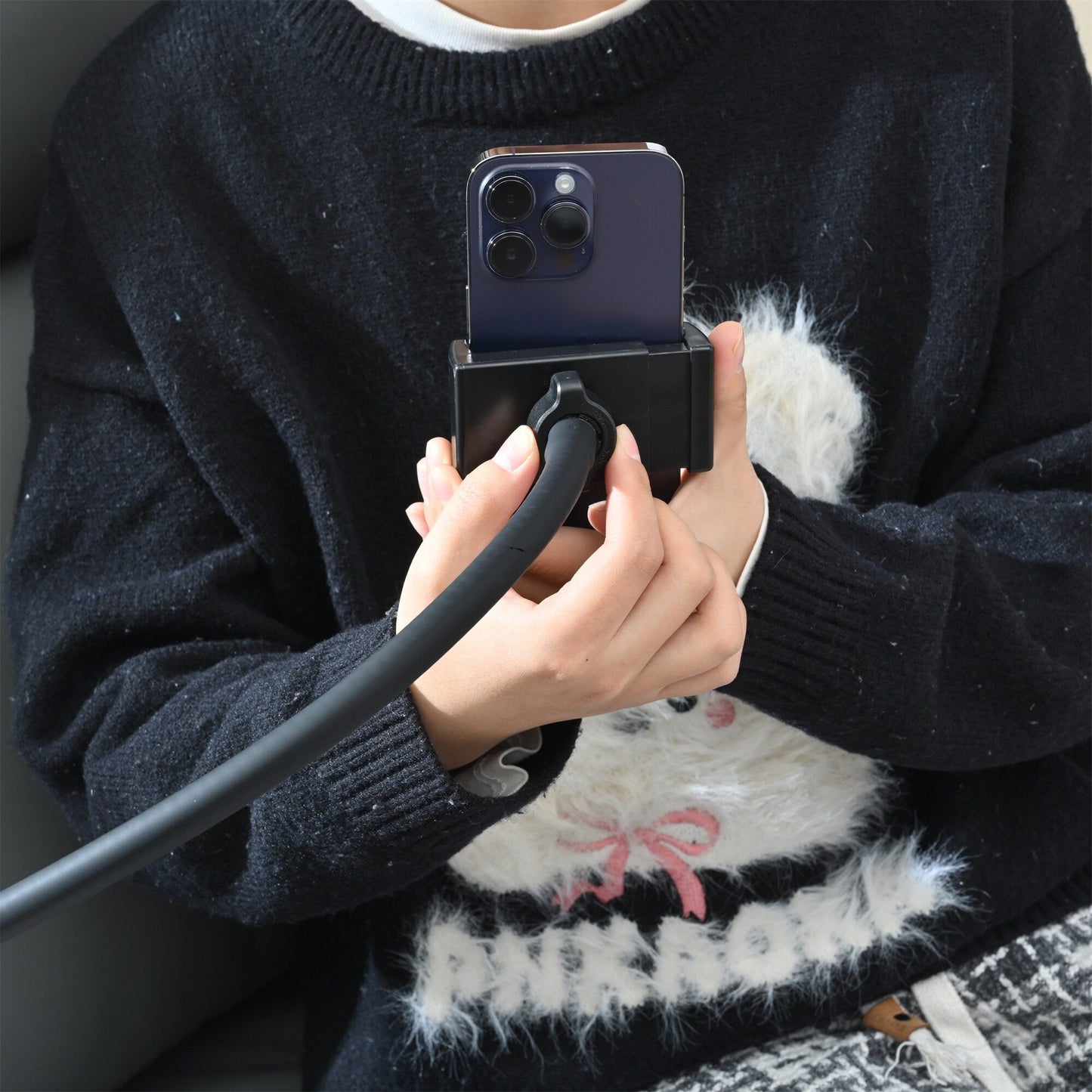 Poltrona reclinabile girevole a 360° in pelle PU con supporto per telefono