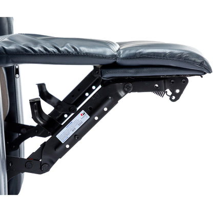 Poltrona massaggiante in pelle PU con portabicchieri, altoparlante Bluetooth e porte USB, poltrona reclinabile per home theater con tavolino