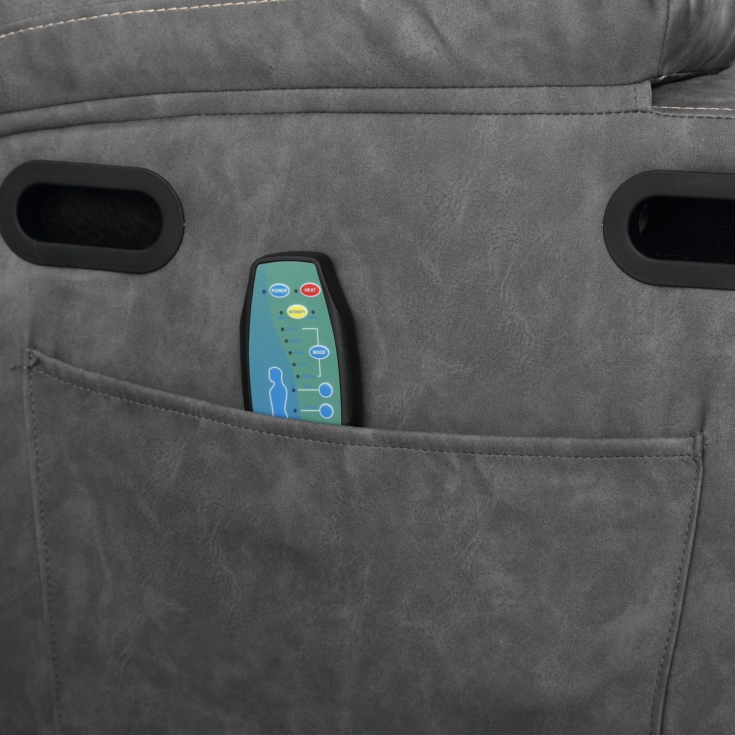 Poltrona reclinabile elettrica in pelle PU con massaggio, riscaldamento e portabicchieri