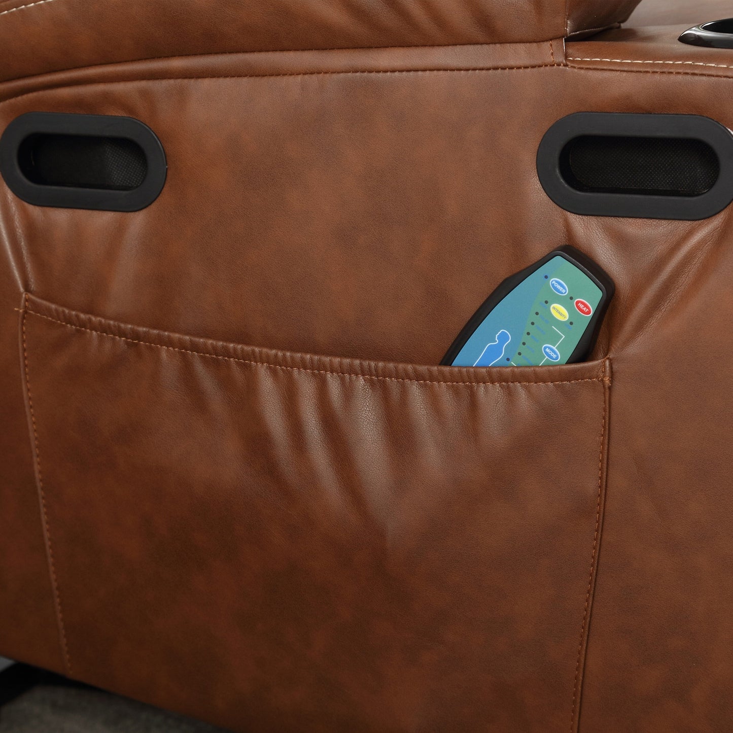 Poltrona reclinabile elettrica in pelle PU con massaggio, riscaldamento e portabicchieri