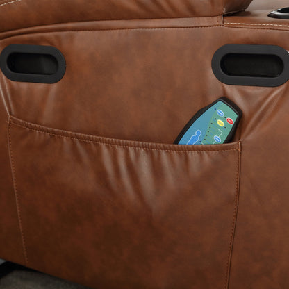 Poltrona reclinabile elettrica in pelle PU con massaggio, riscaldamento e portabicchieri