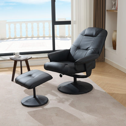 Poltrona reclinabile in similpelle con poggiapiedi, girevole a 360°, dotata di vibrazione a 5 punti, seduta riscaldata e schienale regolabile a 140°