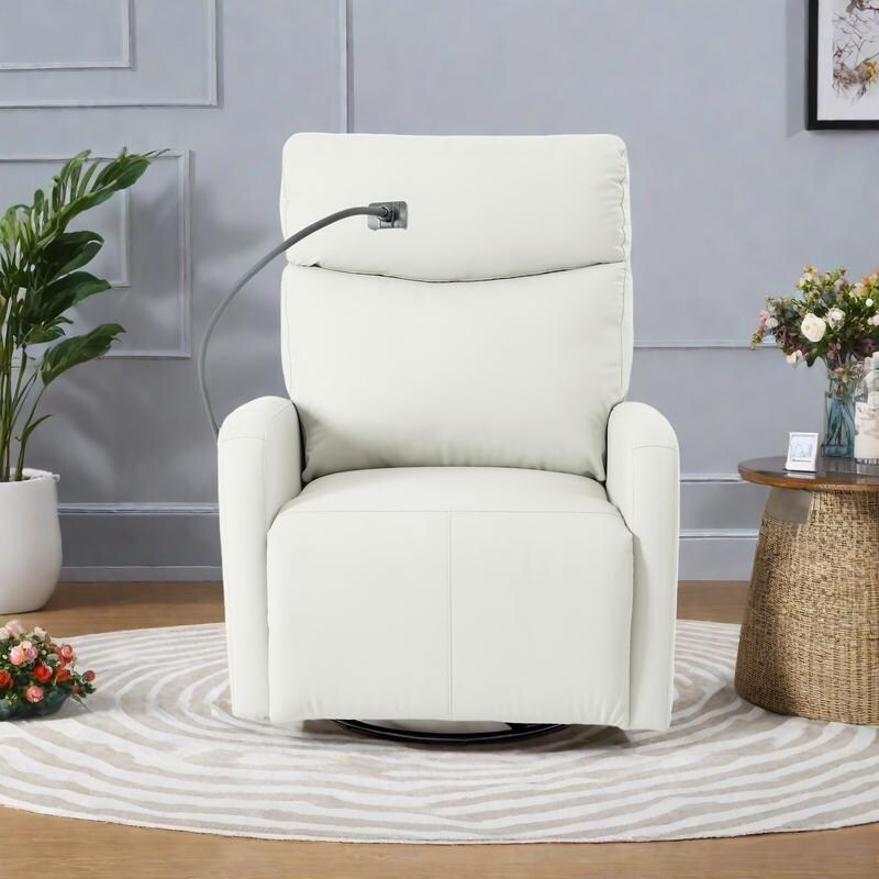 Poltrona reclinabile girevole elettrica in PU con rotazione di 270°, reclinazione elettrica di 95-160° e doppie porte USB - capacità di 330 libbre