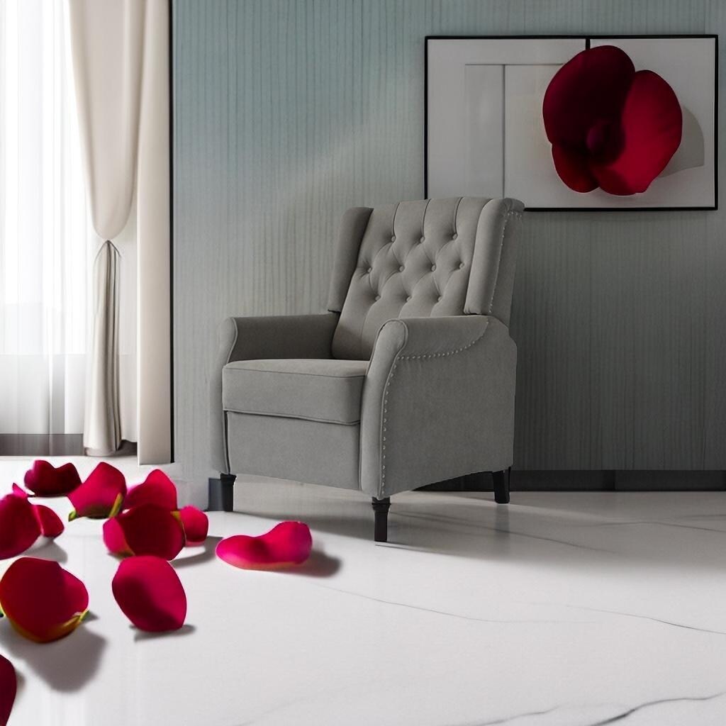 Poltrona reclinabile con schienale push-back in PU, cuscino e design ergonomico