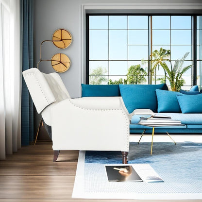 Poltrona reclinabile con schienale push-back in PU, cuscino e design ergonomico