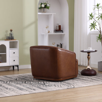 Poltrona girevole in PU, poltrona girevole a 360 gradi per soggiorno o salotto, comoda poltrona con base in metallo