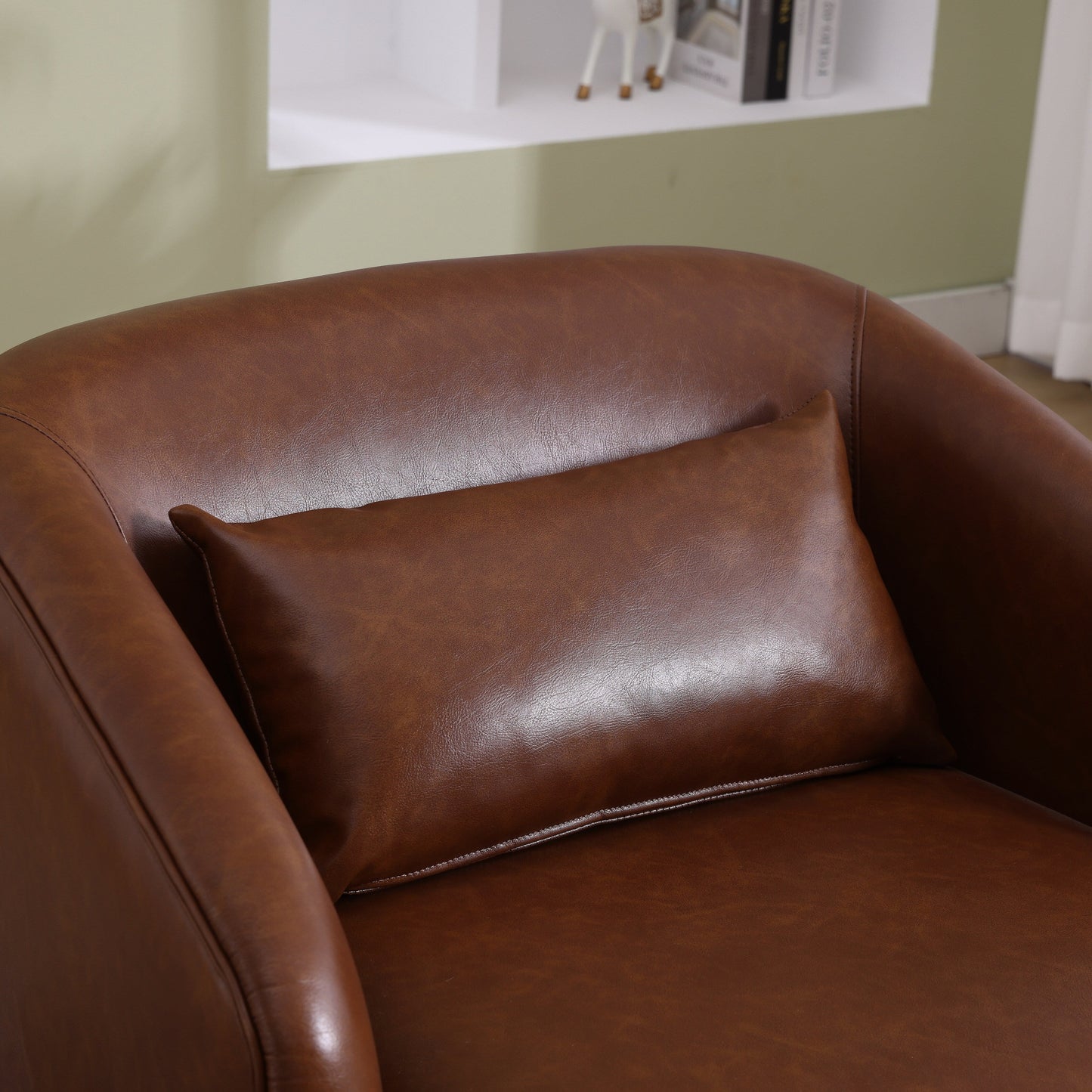 Poltrona girevole in PU, poltrona girevole a 360 gradi per soggiorno o salotto, comoda poltrona con base in metallo