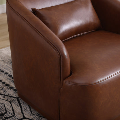 Poltrona girevole in PU, poltrona girevole a 360 gradi per soggiorno o salotto, comoda poltrona con base in metallo