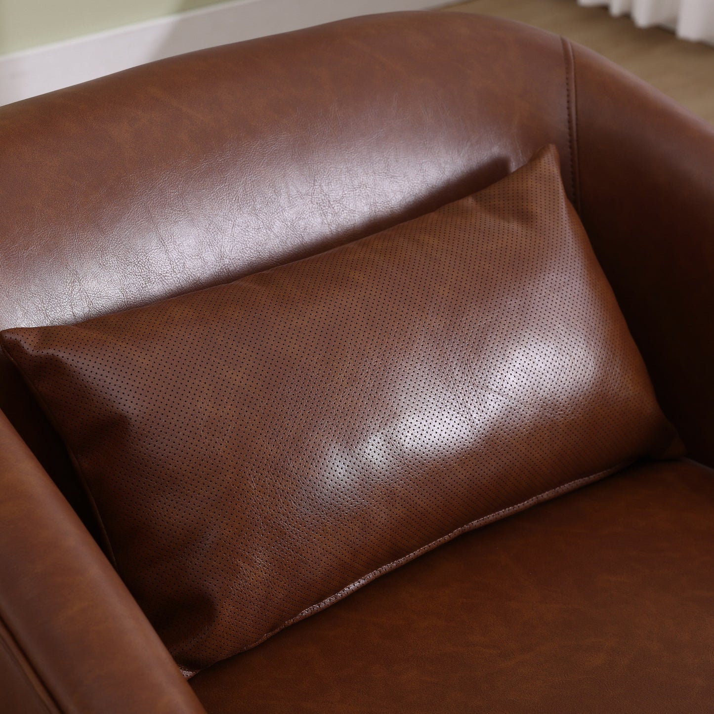 Poltrona girevole in PU, poltrona girevole a 360 gradi per soggiorno o salotto, comoda poltrona con base in metallo