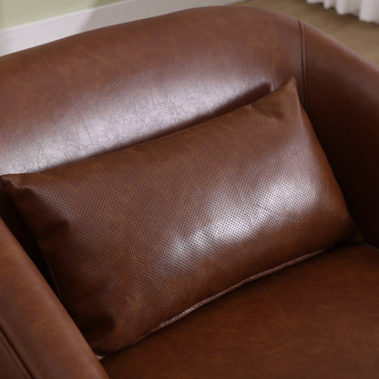 Poltrona girevole in PU, poltrona girevole a 360 gradi per soggiorno o salotto, comoda poltrona con base in metallo