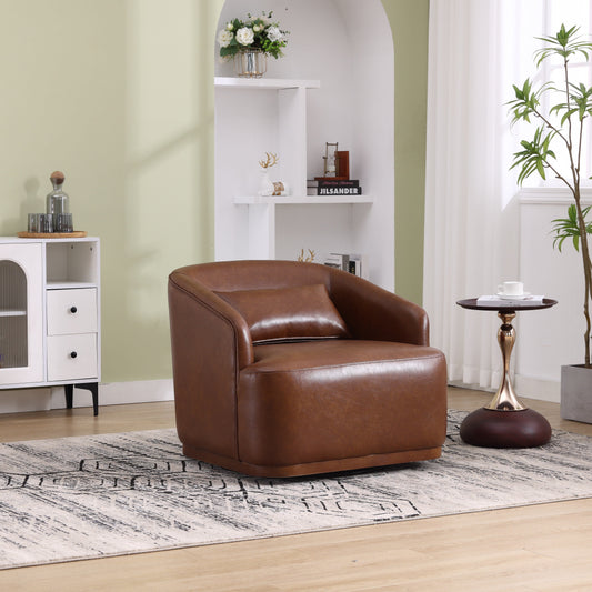 Poltrona girevole in PU, poltrona girevole a 360 gradi per soggiorno o salotto, comoda poltrona con base in metallo