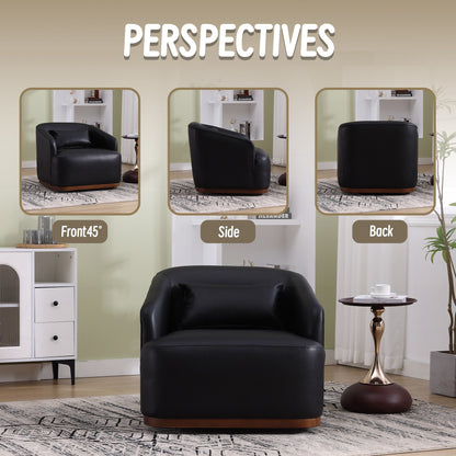 Poltrona girevole in PU, poltrona girevole a 360 gradi per soggiorno o salotto, comoda poltrona con base in metallo