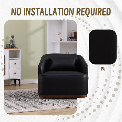 Poltrona girevole in PU, poltrona girevole a 360 gradi per soggiorno o salotto, comoda poltrona con base in metallo