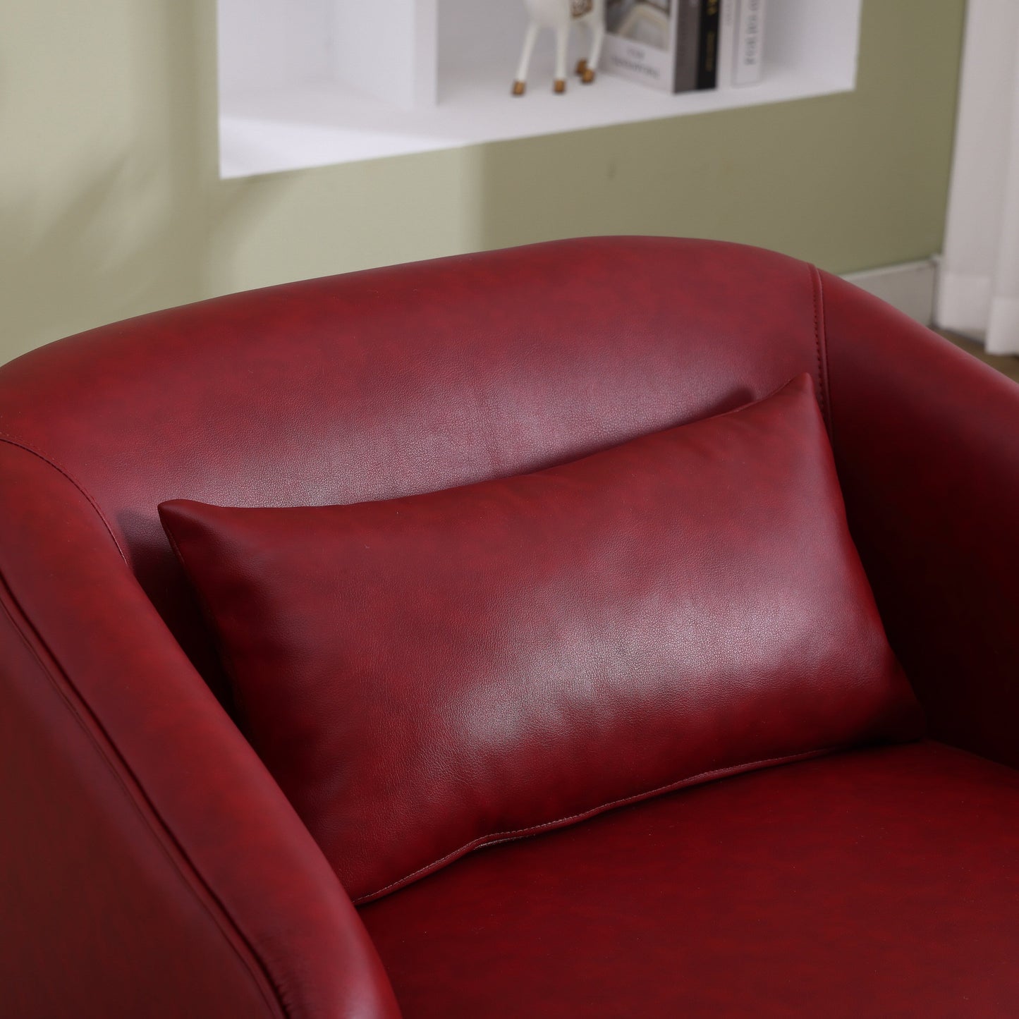 Poltrona girevole in PU, poltrona girevole a 360 gradi per soggiorno o salotto, comoda poltrona con base in metallo