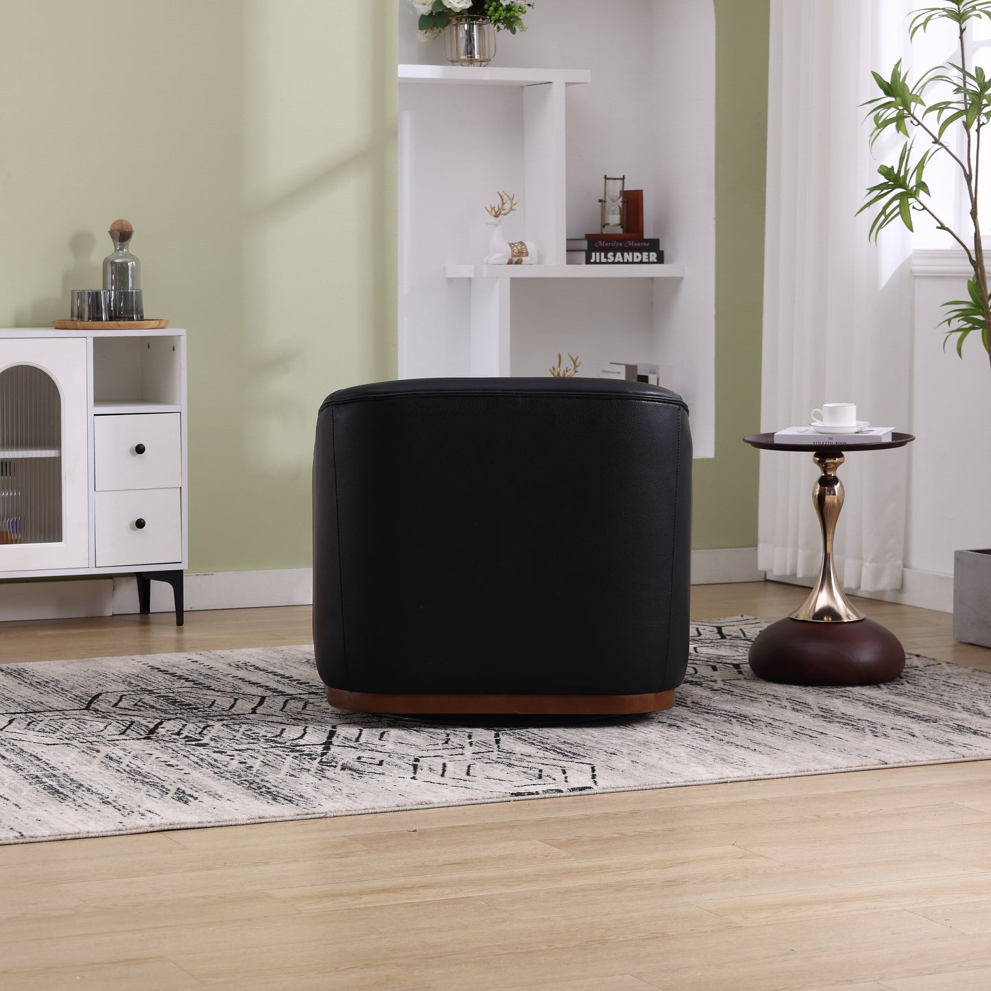 Poltrona girevole in PU, poltrona girevole a 360 gradi per soggiorno o salotto, comoda poltrona con base in metallo