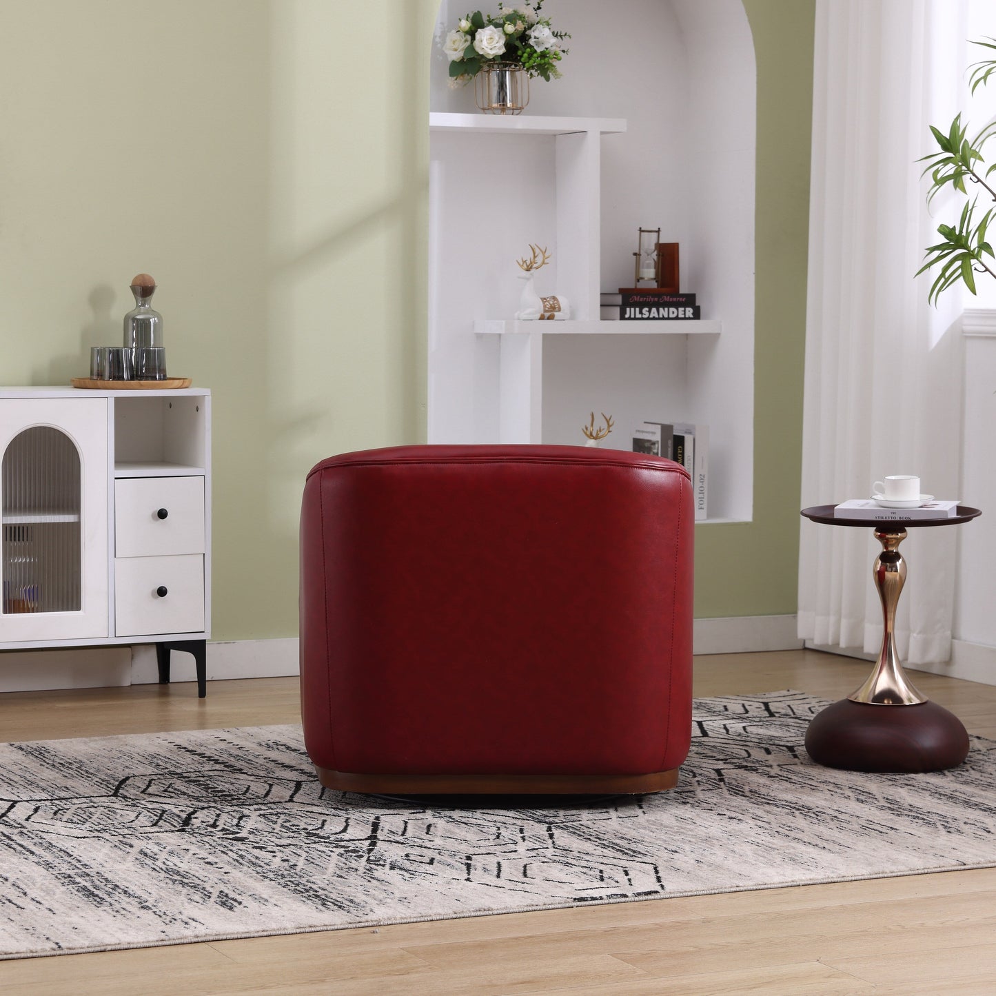 Poltrona girevole in PU, poltrona girevole a 360 gradi per soggiorno o salotto, comoda poltrona con base in metallo