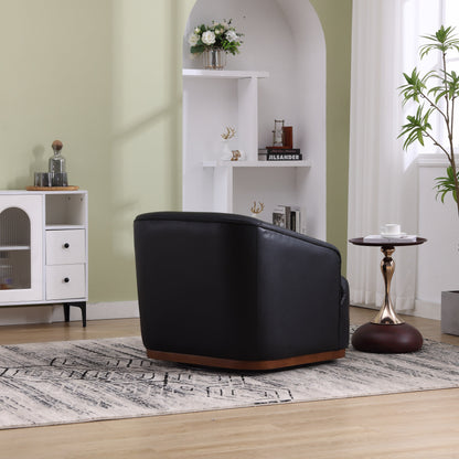 Poltrona girevole in PU, poltrona girevole a 360 gradi per soggiorno o salotto, comoda poltrona con base in metallo