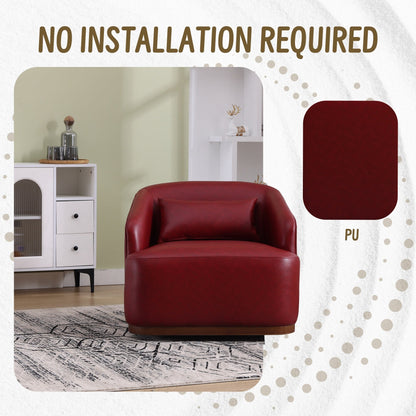 Poltrona girevole in PU, poltrona girevole a 360 gradi per soggiorno o salotto, comoda poltrona con base in metallo