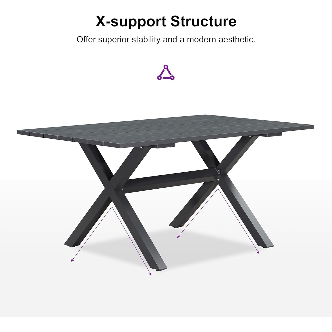 Set da pranzo da giardino PURPLE LEAF 7-11, tavolo con struttura in alluminio, sedie in vimini