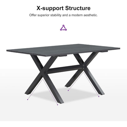 Set da pranzo da giardino PURPLE LEAF 7-11, tavolo con struttura in alluminio, sedie in vimini