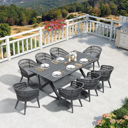 Set da pranzo per esterni in rattan PE PURPLE LEAF con struttura interamente in alluminio