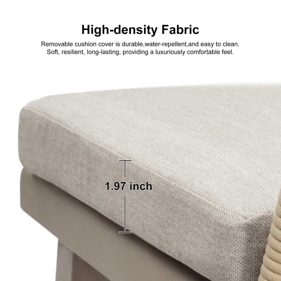 Set da pranzo da giardino PURPLE LEAF da 7 pezzi con tavolo da pranzo quadrato in alluminio per esterni e sedie in rattan intrecciato