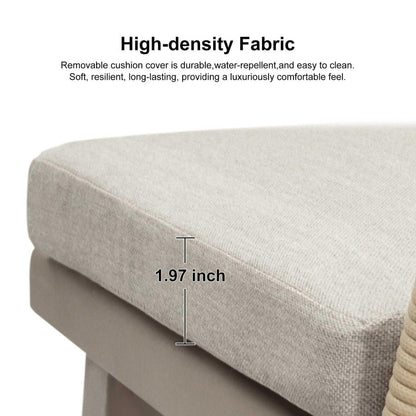 Set da pranzo da giardino PURPLE LEAF da 7 pezzi con tavolo da pranzo quadrato in alluminio per esterni e sedie in rattan intrecciato