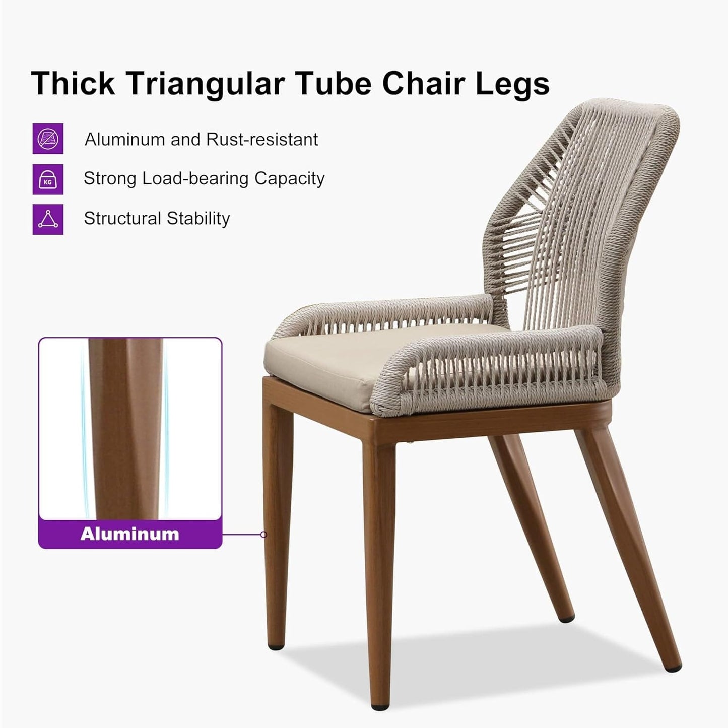 Set da pranzo PURPLE LEAF con tavolo rettangolare in metallo e sedie in vimini e rattan per veranda esterna, set di mobili da esterno moderni