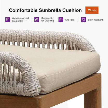 Set da pranzo PURPLE LEAF con tavolo rettangolare in metallo e sedie in vimini e rattan per veranda esterna, set di mobili da esterno moderni