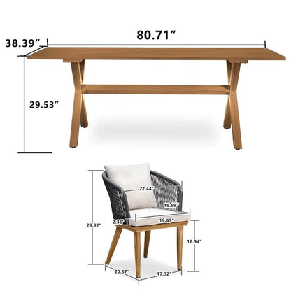 Set da pranzo per esterni PURPLE LEAF per tavolo e sedie in vimini da giardino - 11 pezzi