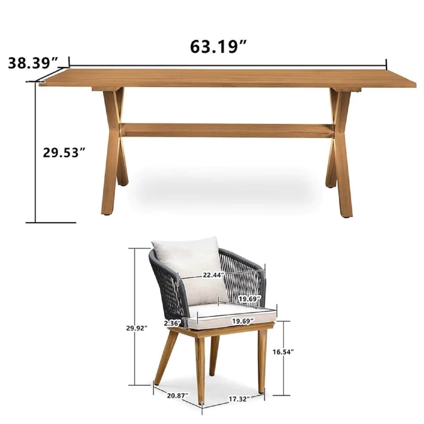 Set da pranzo per esterni PURPLE LEAF per tavolo e sedie in vimini da giardino - 11 pezzi